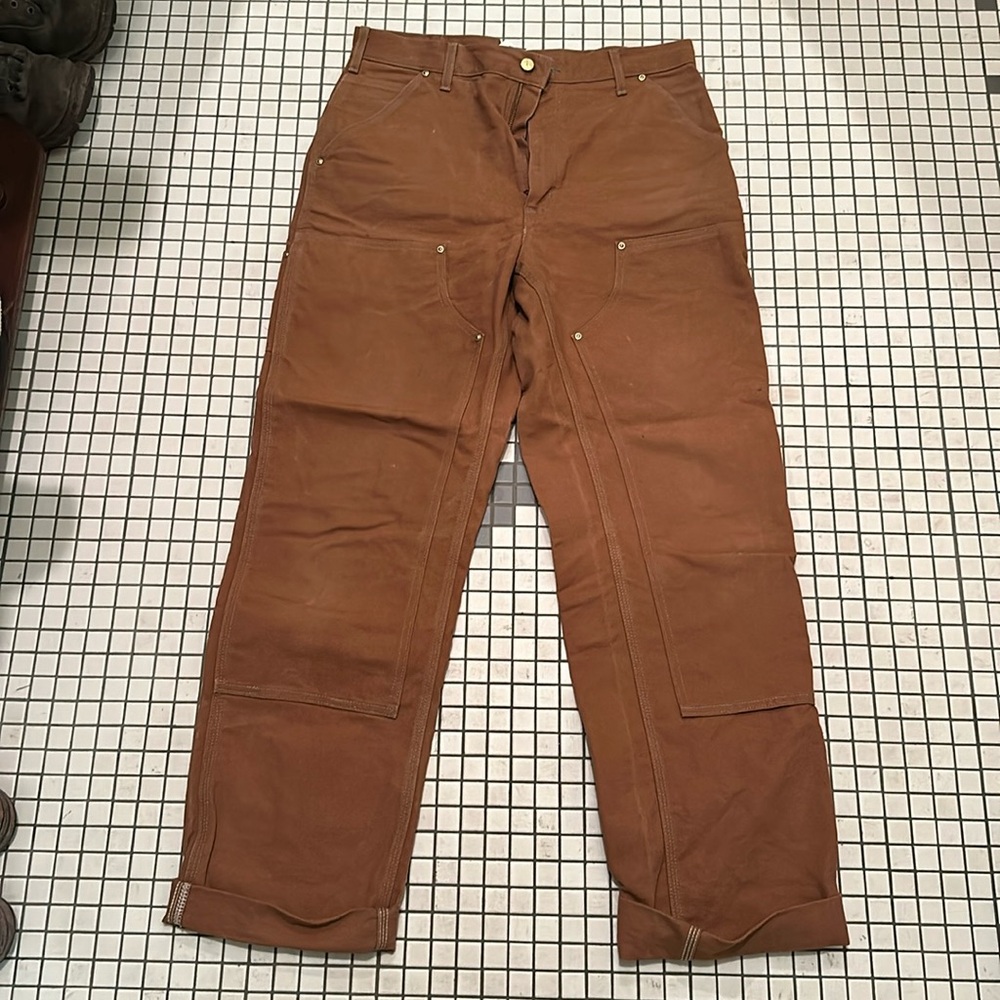 Carhartt Work Pants Mens 34x34 Double Front Brown Made In USA Loose Original Fit